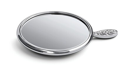 Reflective Elegance Handheld Mirror Silver Finish Classic Design with Ornate Handle Beauty Tool Accessory