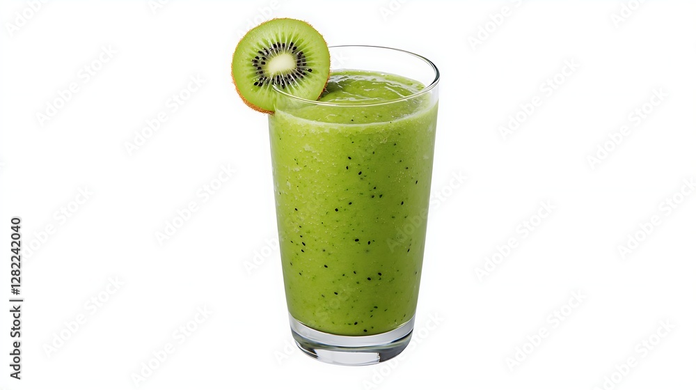 Aufkleber refreshing kiwi smoothie in glass with slice of fruit displayed on top fresh and invigorating deligh