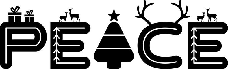 Peace Text Monogram With Black Color