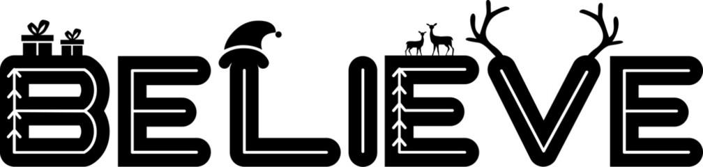 Believe Text Monogram With Black Color
