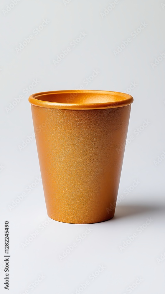 Poster simple golden cup close up isolated on plain white background fine textured surface subtle color gra