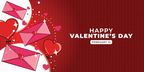 valentine's day vector with love letter and balloon concept. vector illustration. Valentine's Day. can be used for social media activities