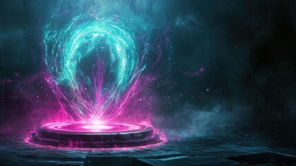 Glowing energy portal, dark background, fantasy scene, game design