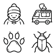 Park Flat Icon Set Isolated On White Background