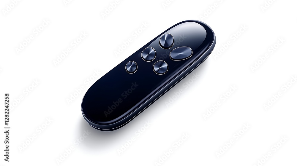 Poster sleek remote control with round buttons technology gadget modern design for media and home automatio