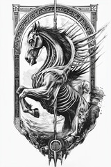 Majestätisches Pferd im kunstvollen keltischen Design

