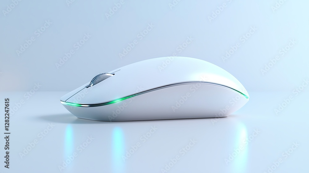 Aufkleber sleek white computer mouse illuminated modern peripheral device glossy surface close up digital inpu