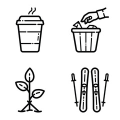 Park Flat Icon Set Isolated On White Background