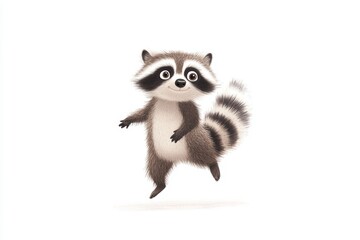 Obraz premium Raccoon is shown in a cartoon drawing, with its legs spread wide