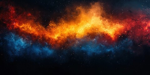 Naklejka premium Vivid Modern Art Pop Art Style Abstract Collage of Electric Blue and Fiery Orange Against Dark Background