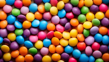 Fototapeta premium Close up of colorful candy for a background. Generated image