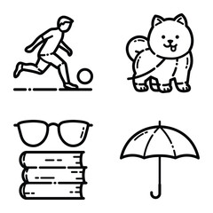 Park Flat Icon Set Isolated On White Background