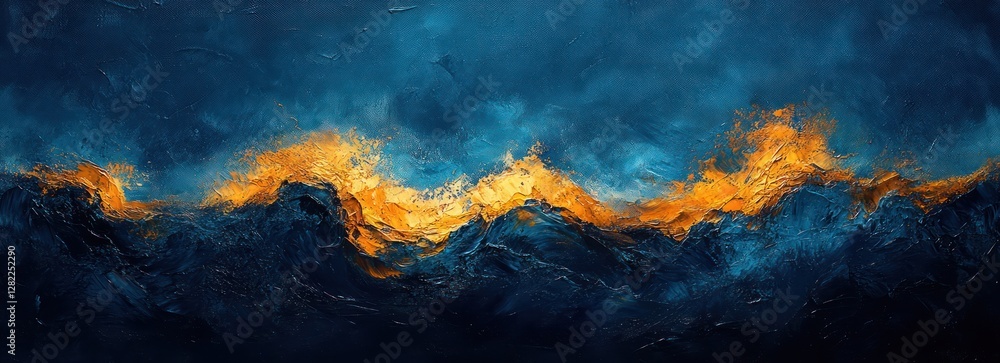 Poster dynamic expressionist abstract painting with bold brush strokes and vibrant colorful texture