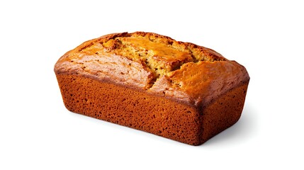 Tasty Banana Bread Baked to Golden Perfection on a White Backdrop Detailed Close Up Studio Shot