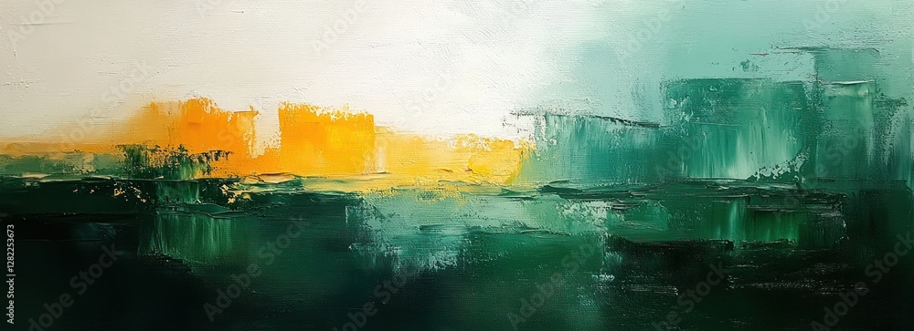 Poster vibrant abstract expressionism art with bold impasto texture and asymmetric composition