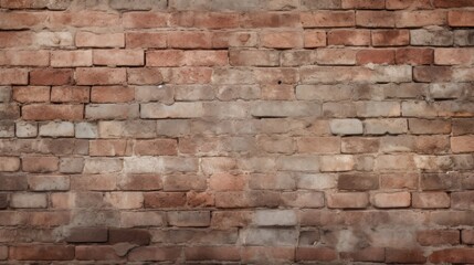 Fototapeta premium Aged brick wall with textured surfaces and varied colorations detail