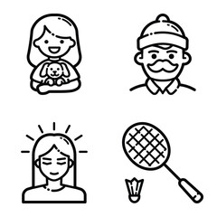 Park Flat Icon Set Isolated On White Background