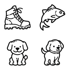 Park Flat Icon Set Isolated On White Background