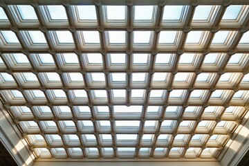 Modern Glass Ceiling Design with Geometric Patterns and Soft Lighting