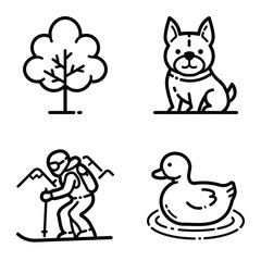 Park Flat Icon Set Isolated On White Background