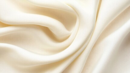 Fototapeta premium Cream colored silken fabric is elegantly draped creating soft folds