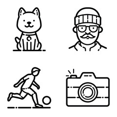 Park Flat Icon Set Isolated On White Background