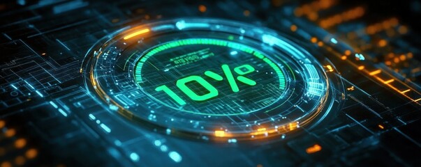 Futuristic Digital Dashboard for CO2 Emissions Showing 0 Percent Green Gauge Clean Energy Technology Sustainability