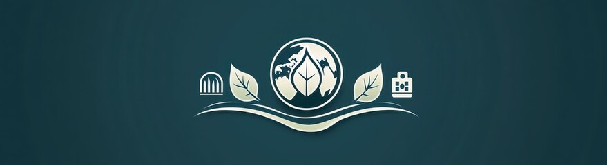 Obraz premium Green Energy Leaf Globe Logo Design Clean Minimalist Vector Flat Style Eco-Friendly Sustainable Development