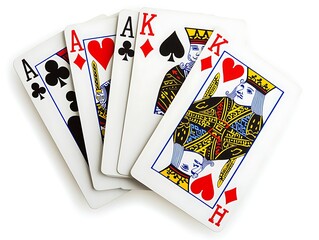Winning Hand A King and Jack Playing Cards Spread Out Over White Backdrop Gambling Casino Game Luck Chance