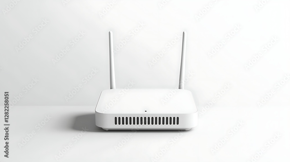 Poster wireless network router modern device for internet connectivity providing technological access at ho