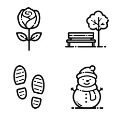 Park Flat Icon Set Isolated On White Background