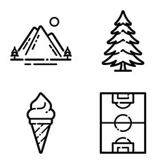 Park Flat Icon Set Isolated On White Background