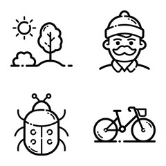 Park Flat Icon Set Isolated On White Background