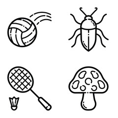 Park Flat Icon Set Isolated On White Background