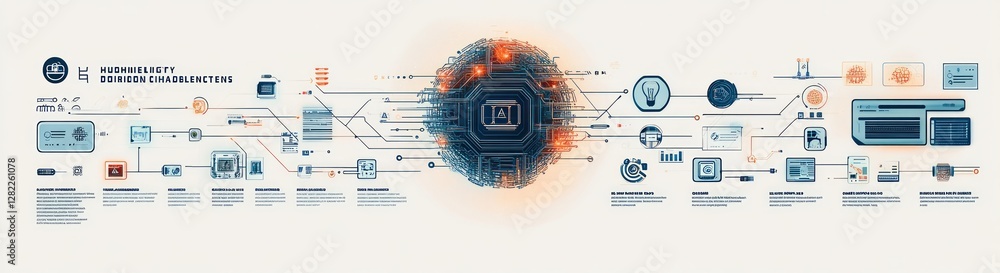 Poster deep learning neural network illustration vector art for artificial intelligence and machine learnin