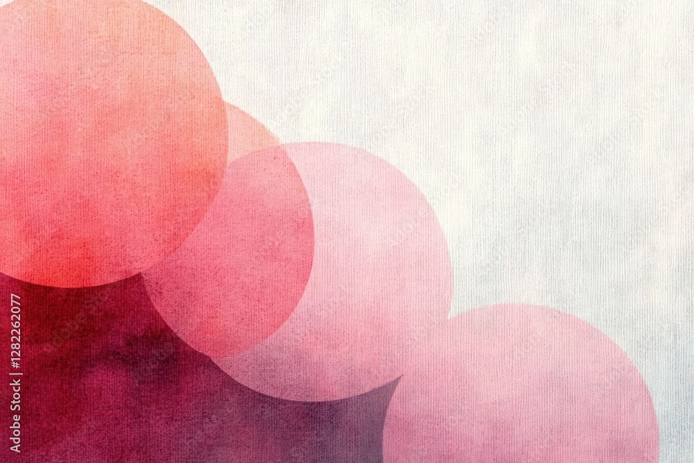 Aufkleber abstract overlapping circles in pink and peach on textured background