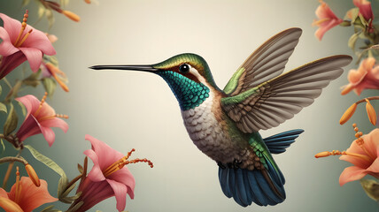 Fototapeta premium hummingbird and flower