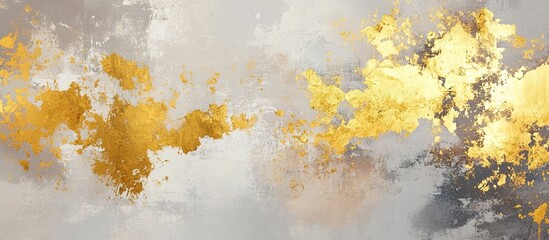 Abstract white paint with gold streaks background wallpaper. Copy space, golden luxurious artistic backdrop, contemporary art