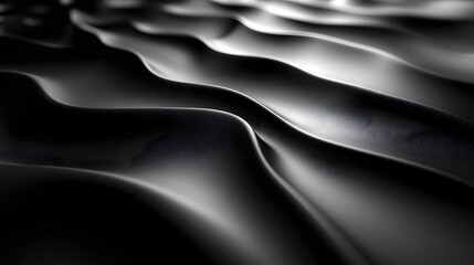 Obraz premium Dark, smooth waves create a visually stunning abstract background. Elegant and luxurious. Abstract Dark Waves: A Study in Monochrome Texture