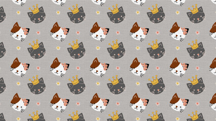 kawaii cat seamless pattern, vector graphic resources, 16:9 widescreen wallpaper / backdrop