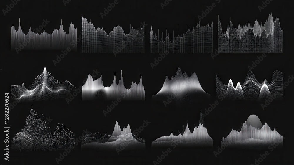 Poster sound waves. abstract music wave, radio signal frequency and digital voice visualisation. tune equal