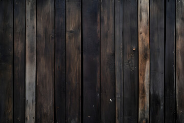 Fototapeta premium Dark brown wooden wall background, dark wood texture paneling surface for interior design