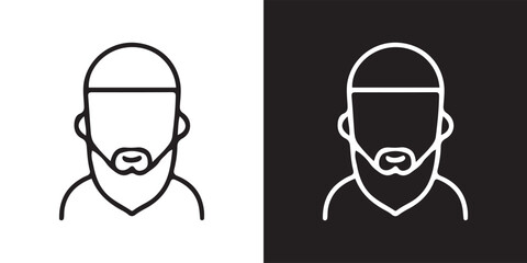 People Muslim. Muslim Face Icon. Modern Muslim Icon