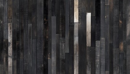 Abstract Vertical Arrangement Of Grey And Black Wooden Planks Creating Textured Surface