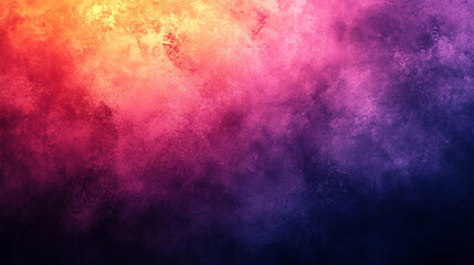 A grainy gradient background blends purple orange black and dark blue, creating a modern abstract design. The noise texture adds depth, symbolizing mystery creativity energy and sophistication