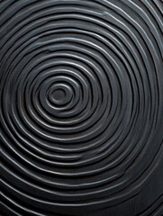 Close Up Of A Black Metallic Surface With Concentric Circular Engraved Pattern