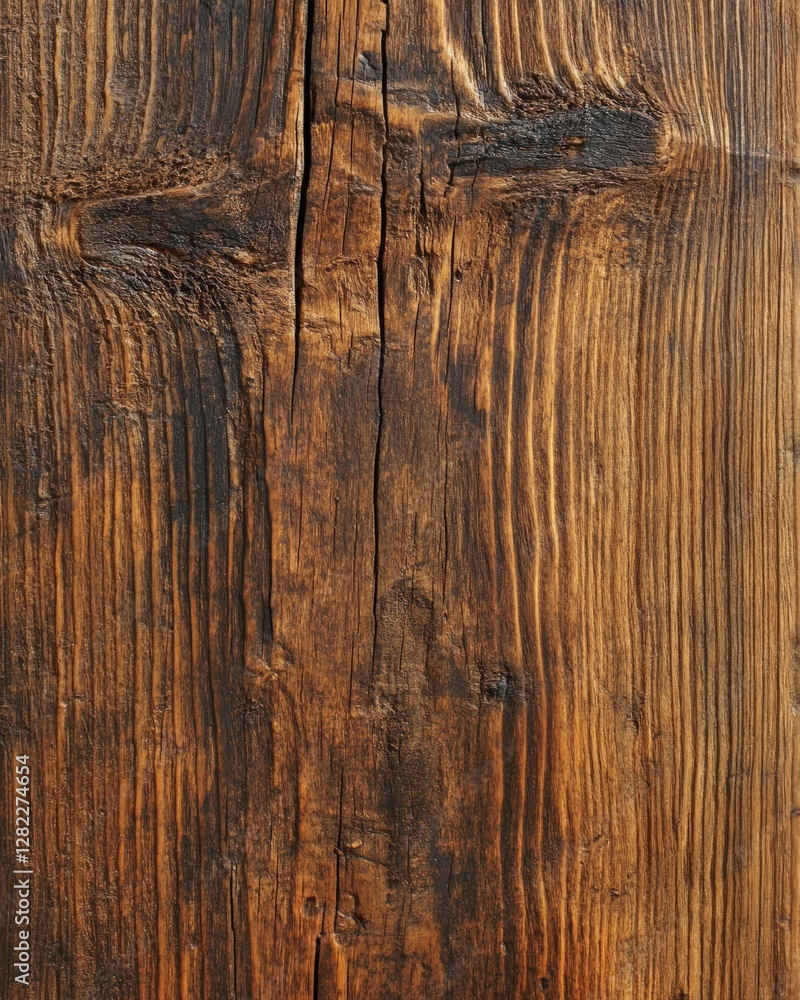 Poster close up of a rustic wooden panel displaying textured wood grain in vertical format
