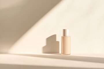 Elegant makeup bottle display minimalist studio product photography soft lighting close-up beauty concept