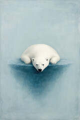 Fototapeta premium Polar Bear Resting on Ice with Soft Blue Background