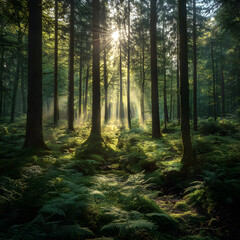 Obraz premium Serenity in Silence: Capturing the Tranquil Beauty of a Remote, Untouched Forest